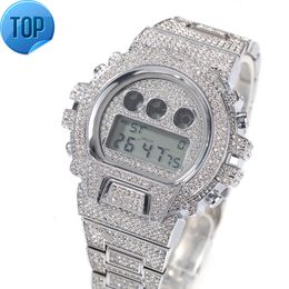 Multifunctionele G-stijl Shock digitale herenhorloges Topluxe merk LED 18K verguld hiphop mannelijk diamanten horloge