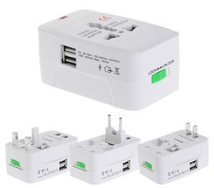 Multi Function International Power Adapter Travel Adapter Global Universal Power Plug met 2 USB Port Charger Converter EU UK US A3072421