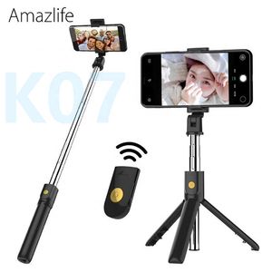 Multi-fonction K07 Extensible Mini Trépied Trépied Wireless Bluetooth Remote Shutter Stick Stick Pliable Pollable Monopod Portable Lightweight pour iPhone Smart Phone