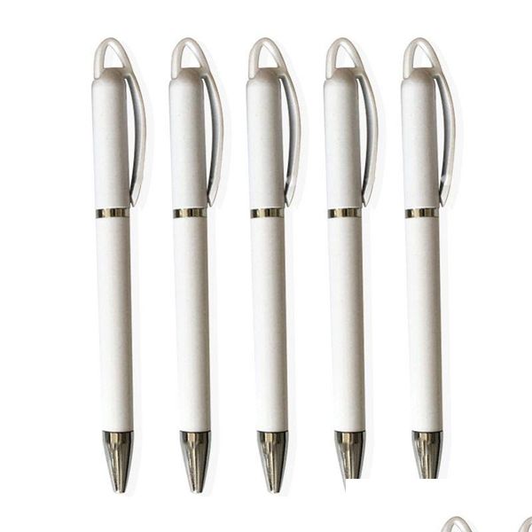 Bolígrafos multifunción al por mayor Sublimación en blanco Bolígrafo Transferencia de calor Personalizado DIY Anillos de metal Roller Ball Pens Office Schoo DH8VV