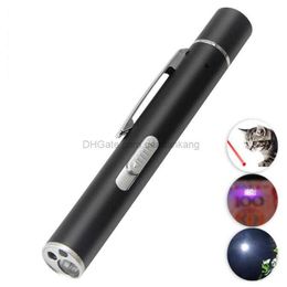 Multifunctioneel Paars licht zaklampen mini USB oplaadbare batterij penlight 3 in 1 led zak rode laser Pointer UV zaklamp voor huisdieren Interactief speelgoed