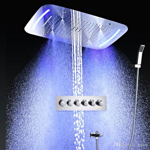 Ensemble de pommeau de douche multifonction 710 x 430 plafond dissimulé grande pluie, massage en cascade système de douche à haut débit salle de bain