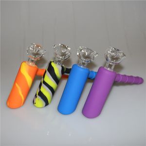 Tuyaux de marteau en silicone multifonctions Narguilé Camo Brûleur à mazout Barboteur Pipes à fumer à la main Dab Rig Pot de cire détachable Outil de tamponnage en acier inoxydable Bol en verre