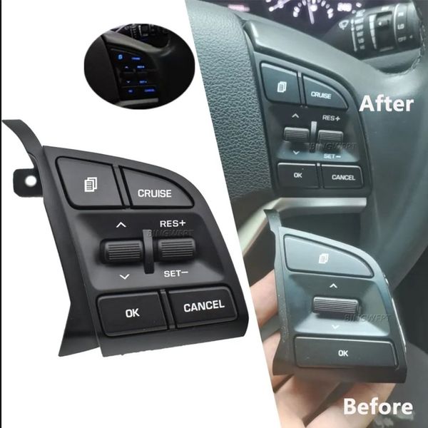 Boutons de régulateur de vitesse Audio multifonctions pour volant, pour Hyundai Tucson 2015 – 2019, avec bouton de rétroéclairage, Bluetooth