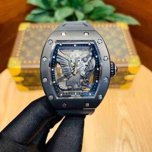 Multifunción Superclone Relojes Reloj de pulsera Diseñador de lujo para hombre Reloj mecánico Richa Milles Rm57-05 Caja negra Skeleton Eagle Carving Di RP70N