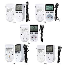 Multifunctionele Thermostaat Digitale Temperatuur Controller Socket Outlet W / Timer Switch Sensor Probe Verwarming Koeling 16A 210719