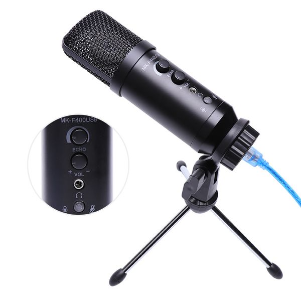 Micrófono condensador USB multifunción para estudio, micrófono cardioide profesional, Monitor de Karaoke, reverberación con trípode para ordenador