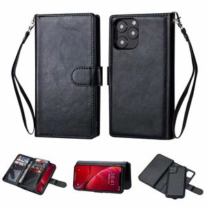 Multifunctionele PU Flip Lederen Telefoonhoesjes met 9 Kaartsleuven voor iphone 11 12 13 14 15 Pro Max Samsung S20 Note 10