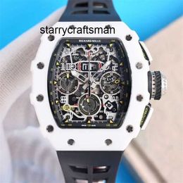 Multifunctionele horloges Mechanische horloges Luxe milles Bekijk multifunctionele automatische witte koolstof tlae rmrm