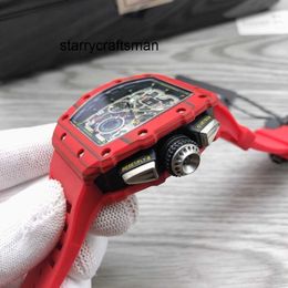 Multifunctionele horloges heren luxe horloges Authentieke pols horloges High Fashion Outdoor Sports Watch Red Devil Carbon Fiber Watch Me3euh RMRM