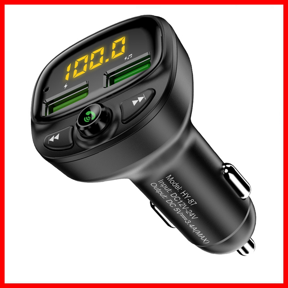 Multifunktionell 3.4A Fast Car Charger FM Sändare Bluetooth Player Dual USB Cigarettändare Lighter Mp3 TF Musikbil Kits Car-Charge Car-Charger Car Charging Quick