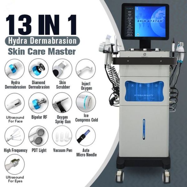 Équipement de beauté multifonctionnel 13 en 1 Spa Hydro Machine Peelling Ultrasound Scurpor Bio Face Lift Hydro Facial Jet Water Spray Gun Hydra