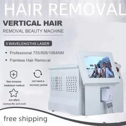 Multifunctionele schoonheidsapparatuur Hoog vermogen 808nm Permanente diode Laser Hairverwijderingsmachine 3 Golflengte 755 808 1064nm Draagbare diode Laser Pijnloos voor Salon