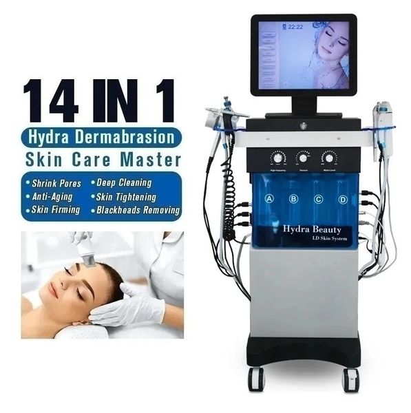 Equipo de belleza multifuncional Hydro Dermabrasion 14 en 1 PDT coreano Cuidado de la piel facial Hydra dermoabrasión galvánica Aqua peeling machine