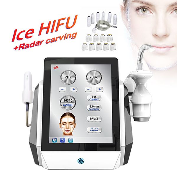 Equipo de belleza multifuncional Ice Hifu 8D Máquina congelada Ultrasonido Estiramiento de la piel Equipo de estiramiento facial Eliminación de arrugas Dispositivo antienvejecimiento para uso en salones