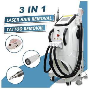 Multifunctionele schoonheidsapparatuur ND YAG LASER IPL ELIGHT OPT RF 3 IN1 Multifunctionele salon Beauty Machine met 3 handgrepen Permanente Hair Removal Tattoo Remover