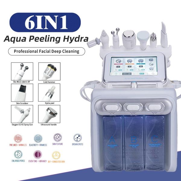 Équipement de beauté multifonctionnel plus 6 en 1 Hydro Water Oxygen Jet Peel Pelsed H2O2 Aqua Peleling Facial Nettoyage Famial haute fréquence