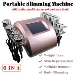 Multifunctionele machine voor lichaamsvermagering 6 in 1 Gewichtsverlies 40k Cavitatie Vacuüm RF-behandeling Bil Buikvet verwijderen