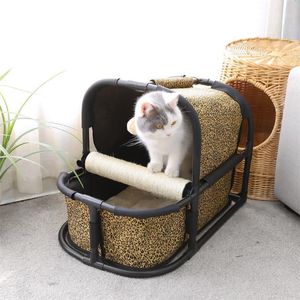 Multifunctioneel kattenbed huis met krabpaal PET MAT draagbaar hangende bal appartement voor puppy comfortabele nestbedden meubels