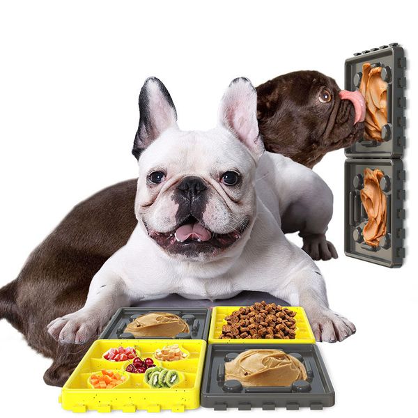 Alfombrilla multifuncional desmontable y combinable para lamer y comer lentamente, cuenco para perros, entrenamiento de comida lenta para perros