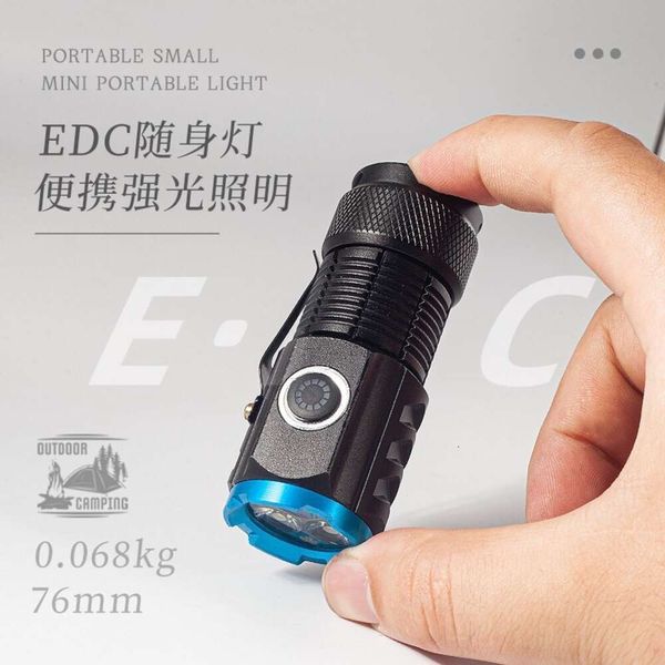 Mini lampe de poche EDC multifonctionnelle, pour usage domestique et extérieur, éclairage d'urgence LED Rechargeable, diffusion en direct 766787