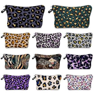 Bolsa de lavado de leopardo de dama multifuncional Moda Bolsa de maquillaje con impresión 3D Viaje Cosméticos portátiles Bolsa de almacenamiento Favor de fiesta T9I001120
