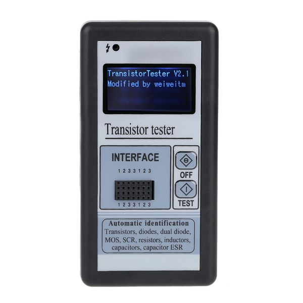 Freeshipping Freess-Funcional LCD Backlight Transistor Tester Diodo Capacitancia Medidor ESR LCR Con estuche de plástico gris