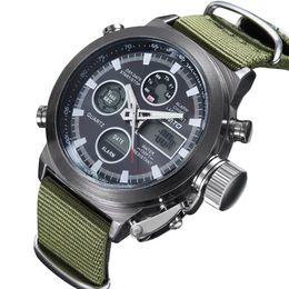 Multi -functionele bergsportfactoren Domineering Waterdichte mannelijke vorm Quartz Nylon Militaire Watch Tactical LED -pols -polsc217E