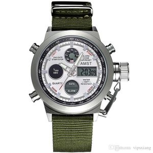 montres de sport d'alpinisme multifonctionnelles dominatrice étanche forme masculine quartz montre militaire en nylon tactique LED plongée 50M 199I