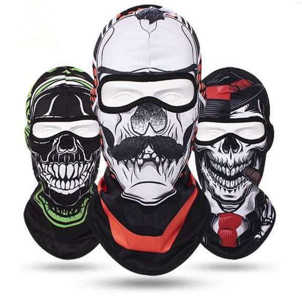 Multi-fonctionnel multicolore crâne imprimé bandana casque camping cou masque facial paintball sport bandeau randonnée masque Halloween masques de fête GC1934
