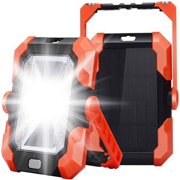 Lampe de travail solaire Portable multifonctionnelle, batterie externe, lumière blanche chaude et rouge, Rechargeable par USB, pour le Camping