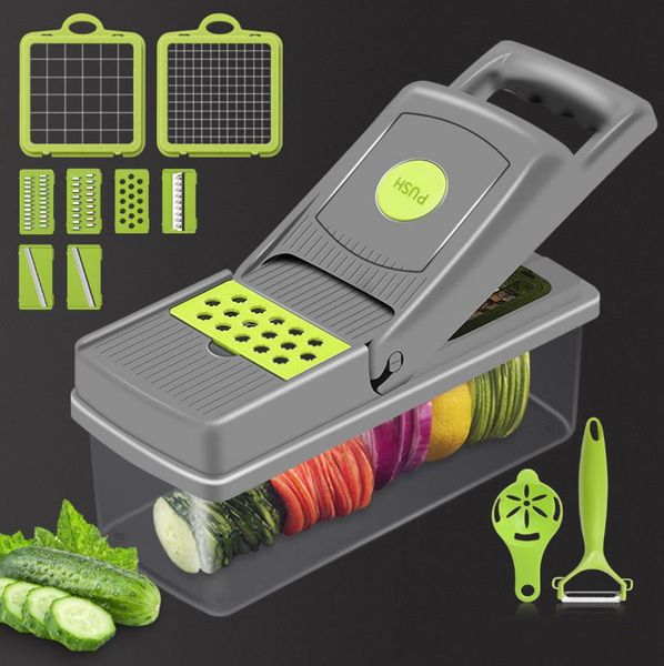 Herramienta multifuncional para frutas y verduras, triturador de patatas, rebanador de verduras, pelador, cortador, triturador de zanahorias, rallador, función 4 en 1 ZYY1003