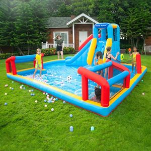 Multi fonctions Water Slide Jumping Games Volleyball et football Field Sports Court Goal Playground Outdoor Play Fun Park Garden Birthday Party Gifts Toys