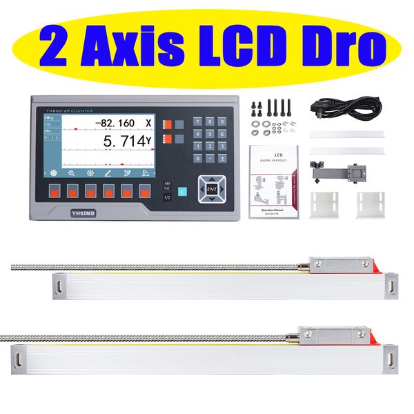 Multi-Idioma YH800 Big Lcd Dro Juego de lectura digital 2PCS Codificador lineal 5U 5V TTL para máquinas de torno CNC