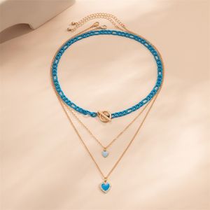Multicapa azul amor colgante collar pulsera cambio gradual diseñador joyería pulseras anillo para mujer para hombre pareja moda oro sil2345