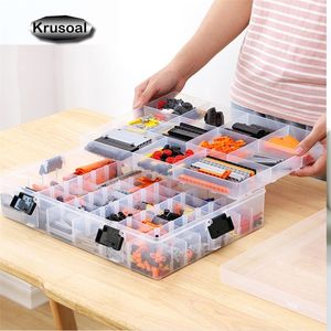 Blocs de construction multicouches Lego Toys Grande capacité Mallette de rangement pour enfants Boîte de rangement en plastique transparent Distributeur Boîte d'économie d'espace 210315