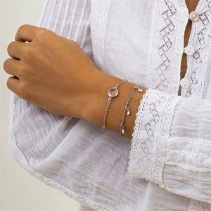 Meerlagige kristal hanger dunne ketting zilveren koppelparming gegraveerde armband link ketting tennisracket sieraden eenvoudige brede lichtmetalen vrouwen massief heren koppel goudtennis