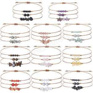 Bracelet tressé de perles de pierres concassées naturelles irrégulières multicouches pour femmes filles Bracelet de pierre de guérison Reiki tissé à la main