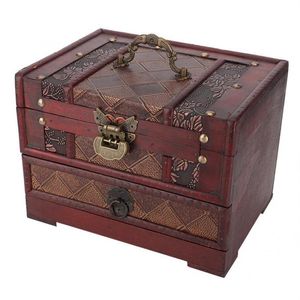 Meerlaagse sieradenopbergdoos Stofdichte houten ketting Oorbellen opslagcontainer Box Sieradenhouder Decoratie-organizer MX20200P