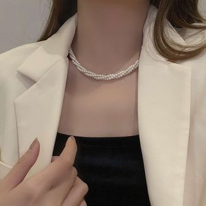 Multi-layer parel gewikkelde kettinglicht luxe en niche high-end sleutelbeen ketting veelzijdige vrouwelijke temperament vriendinnen kracht