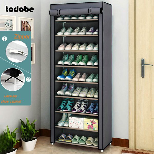 Gabinete de zapatos simple de múltiples capas DIY Montado Ahorro de espacio Organizador de zapatos Estante Hogar Dormitorio Armario de almacenamiento A prueba de polvo Zapatos Rack 201030