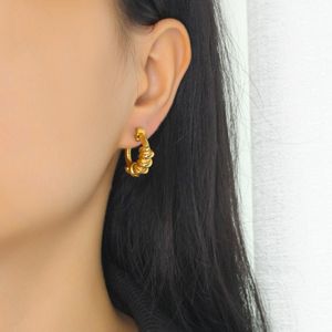 Boucles d'oreilles multicouches en forme de C, tendance française, boucles d'oreilles en spirale en acier titane plaquées en or 18 carats, à la mode, offre spéciale