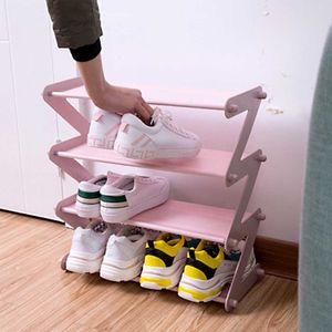 Étagère de rangement en acier inoxydable pour hall d'entrée multicouche en forme de Z pour chaussures livre maison étagère de rangement pour chaussures économiser de l'espace 210609