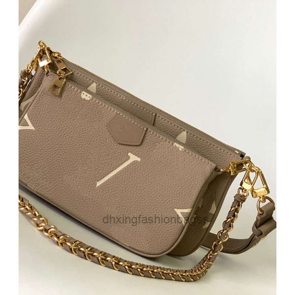 Multi pochette Bolso de mujer de marca bolso bandolera bolso de mahjong de tres piezas bolso de hombro de cuero con cadena estampada de moda negra