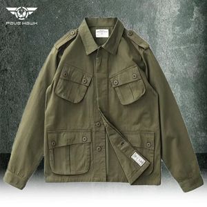 Veste Cargo multi-poches pour hommes, tactique, couleur unie, rétro, décontracté, Style Safari, vestes à revers amples, M42, vêtements d'extérieur, 231225