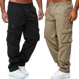 Pantalon Cargo Multi-poches Hommes Streetwear Lâche Droite Casual Baggy Pantalon Hommes Pantalon Large En Toile Pantalon De Travail Multi-poches G220507