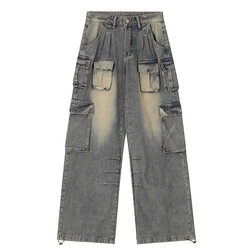 Multi-pocket design high-street cargo New in pants women summer wide-leg trendy niche washable high-waisted jean women y2k baggy