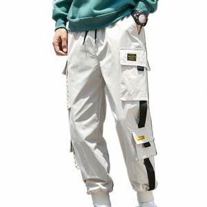 Pantalon cargo à cordon de serrage multi-poches, pantalon cargo décontracté pour hommes pour l'été et l'automne en plein air E3Z5 #