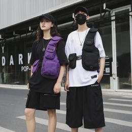 Sac à gilet multi-poche sacs de coffre de mode fonctionnels pour hommes et femmes rivaliers hip hop un sac à dos 3 couleurs 240407
