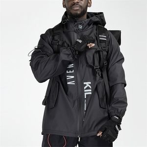 Multi poches Cargo vestes manteaux hommes coupe-vent Hip Hop sportif Streetwear extérieur Techwear Harajuku Sport vêtements de sortie d'hiver 220301